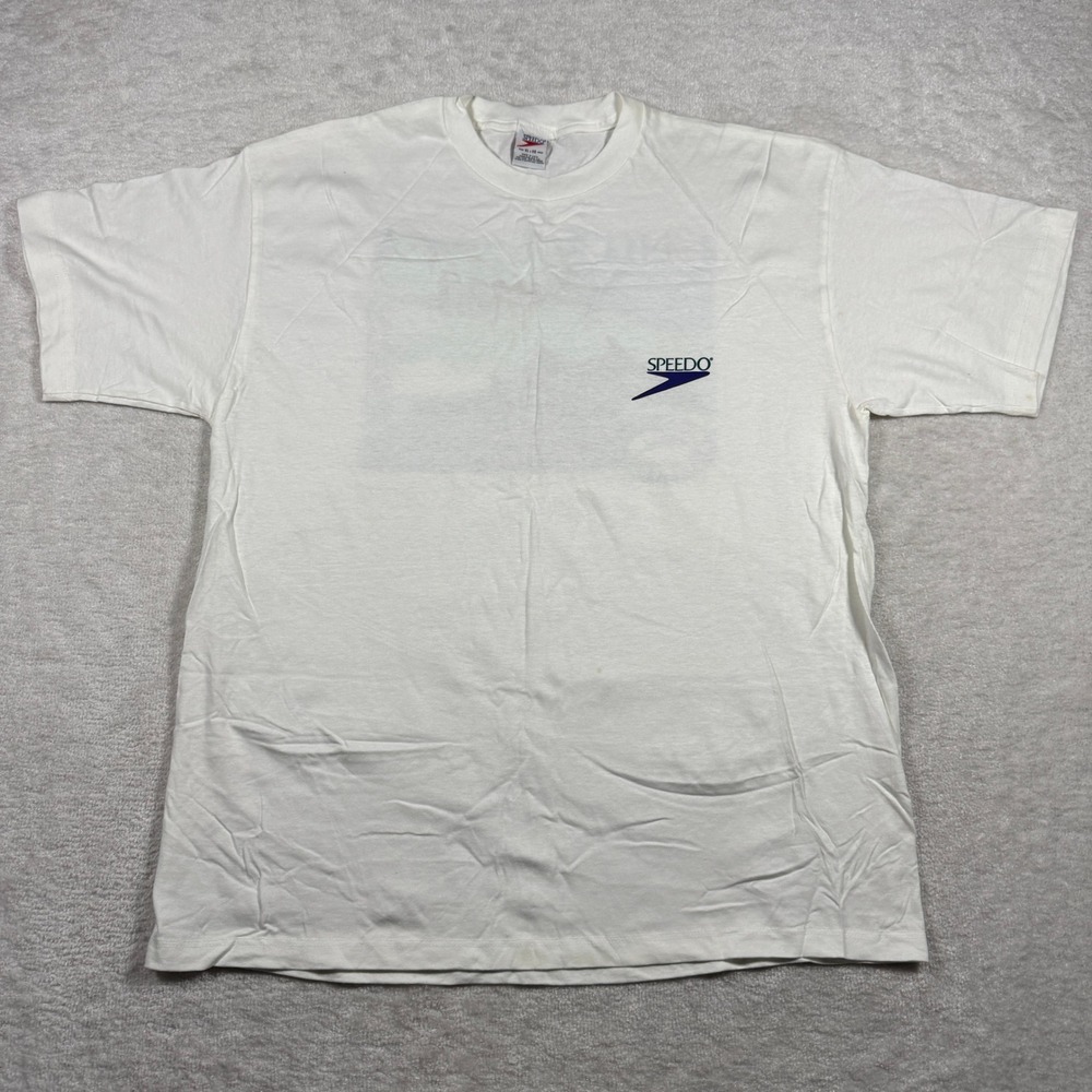 Vintage Speedo 1998 Water Symphony Dolphin T-Shirt Mens XL White Made in USA